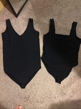 Old Navy Black V-Neck and Square Neck Bodysuit Set